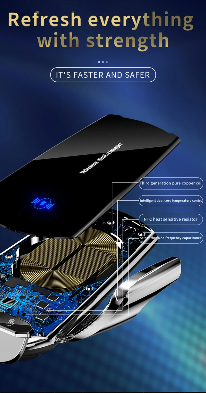 Auto Drahtlose Ladegerät Magnetische Automatische Infrarot Induktion Schnelle Aufladung Für iPhone Xiaomi Samsung Auto Halterung Telefon Halter – Detail 7