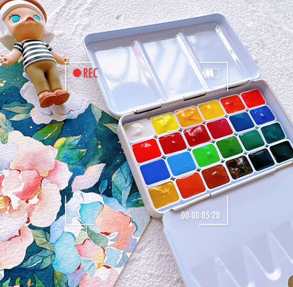 UK Aquafine Watercolor Paint Set 24/48 Colors 1ml 2ml Iron Box Palette Professional Aquarell Paint School Supplies