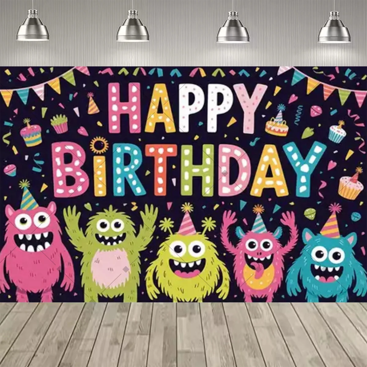 Cartoon-Monster Themenparty Dekorations-Hintergrund Monster Kindergeburtstag Party-Zubehör Deko-Banner Baby-Taufgeschenk – Detail 5