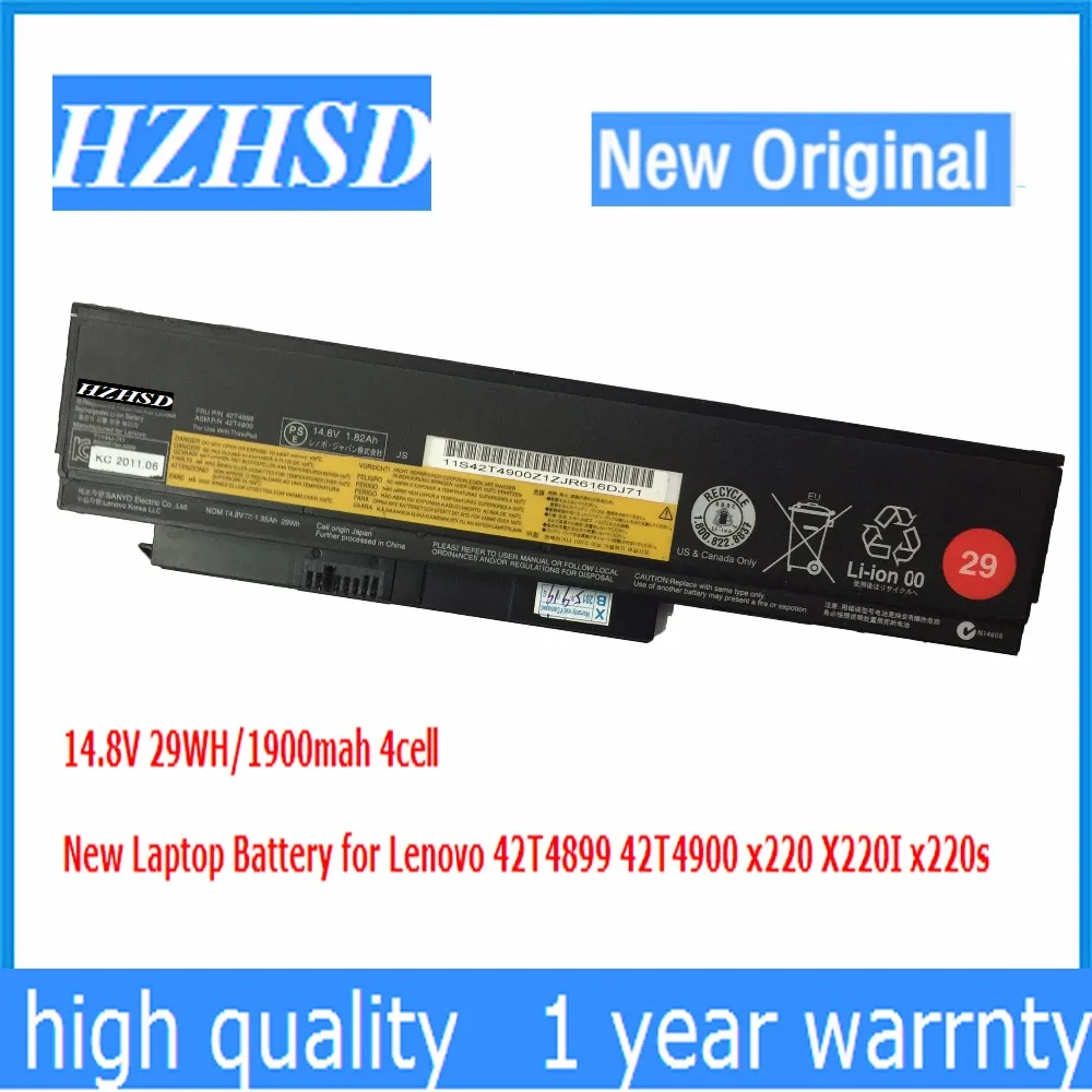 

14.8V 29WH Original New Laptop Battery for Lenovo 42T4899 42T4900 x220 X220I x220s