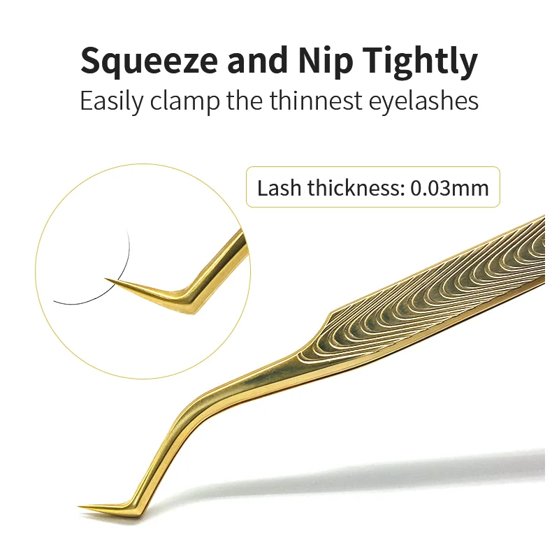 Professional Wholesale Gold Eyelash Tweezers Volume False Lash Tweezer Stainless Steel Tweezers Makeup Tools