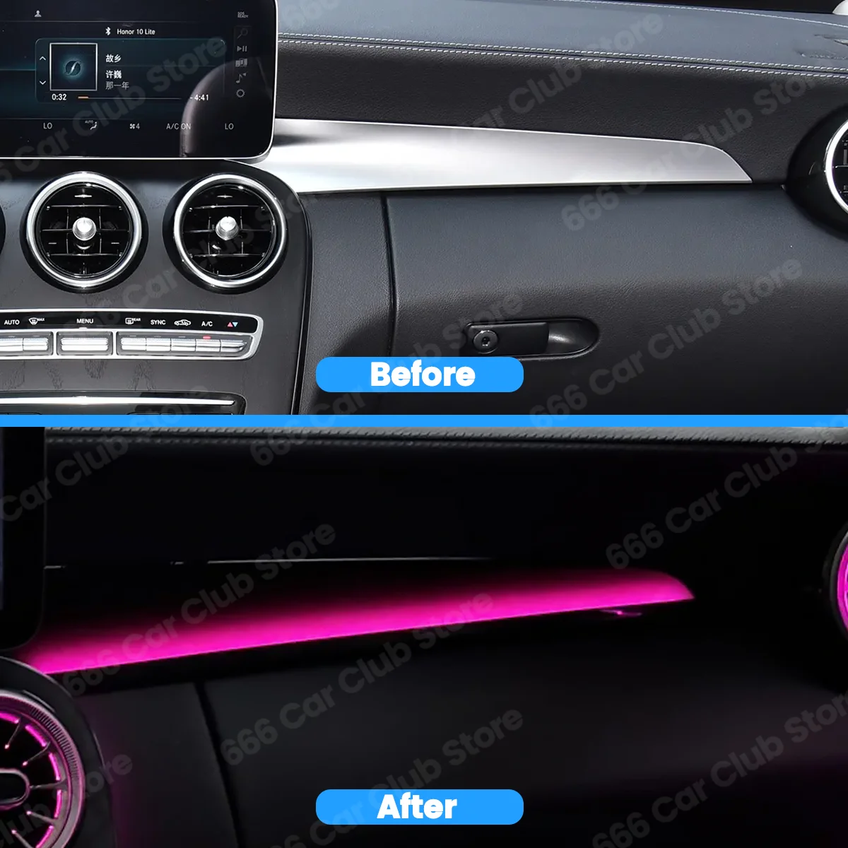 

64 Color Copilot Lamp For Mercedes Benz C-class W205 X253 C43 C63 Coupe GLC Car LED Passenger Instrument Panel Ambient Light