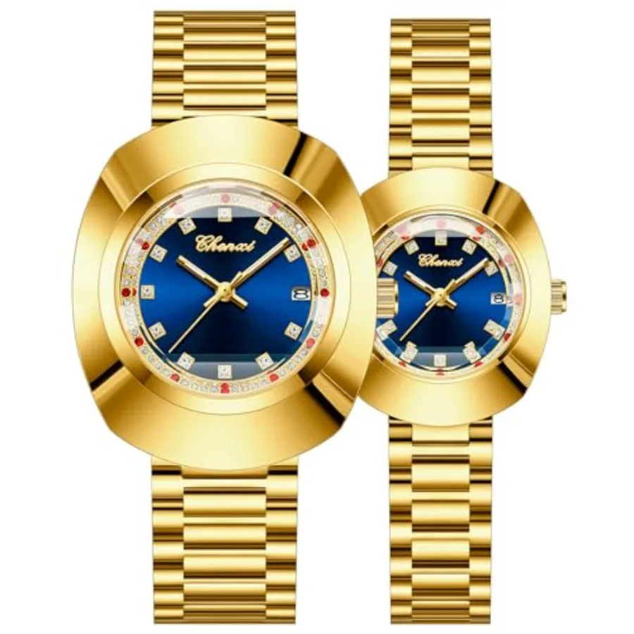 

Gosasa Luxury Couple Watches for Men Women Stainless Steel Dress Quartz Watch Set Waterproof His and Hers Analog Wrist Watches