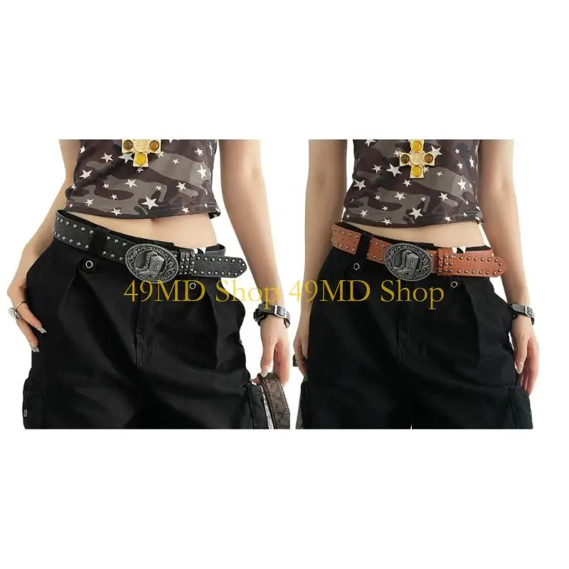 49md-調節可能なゴシックベルト-女性用-レトロな彫刻モチーフとメタルリベットのディテール-カウガールパンクスタイル-puレザー