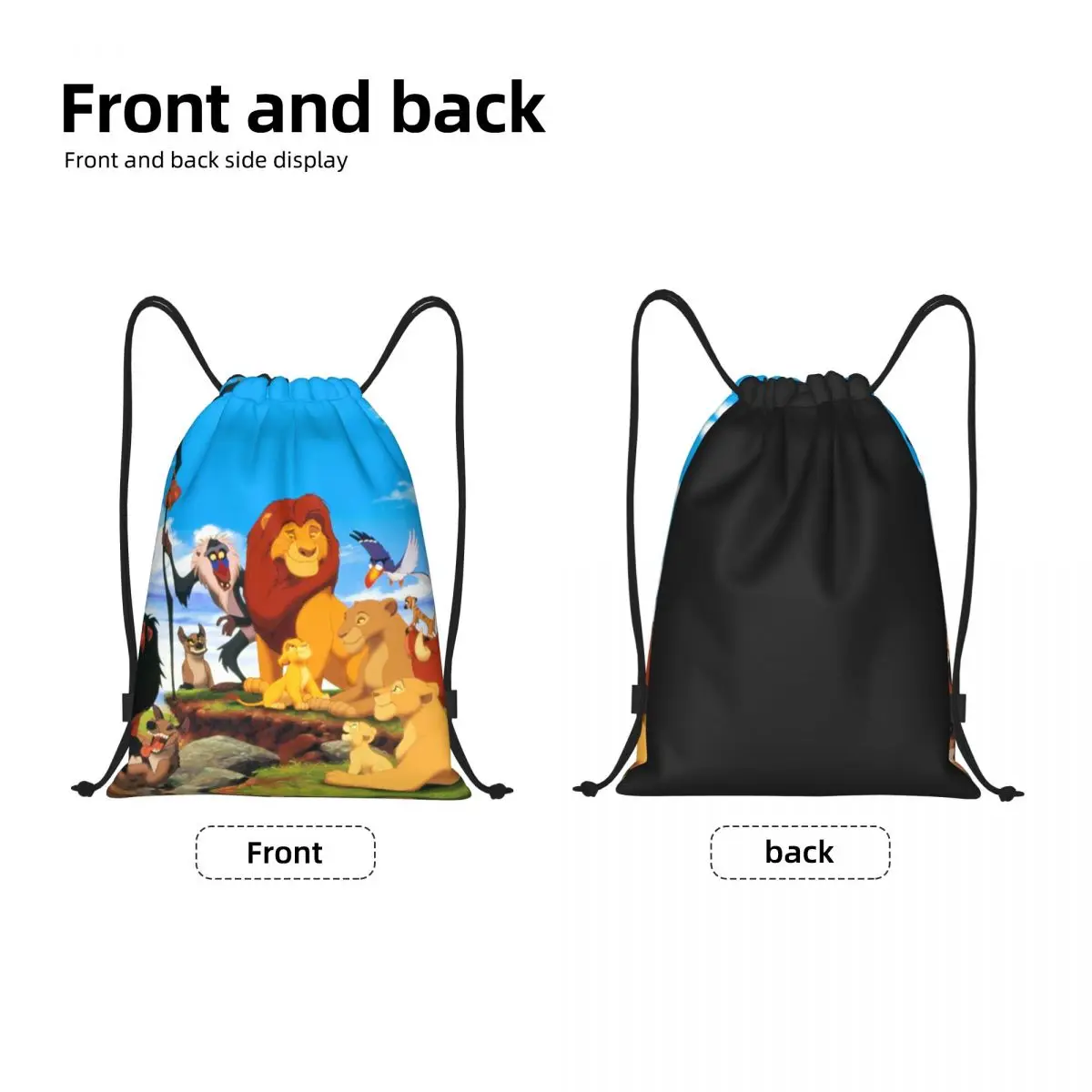 Custom King Lion Drawstring Backpack Women Men Gym Sport Sackpack Foldable Hakuna Matata Shopping Bag Sack