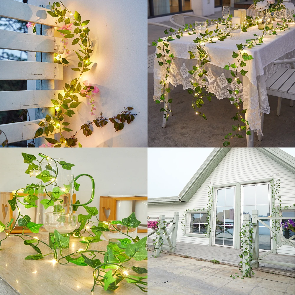 Fairy Lights ivy String 10m 100LED LED Solar Light Vine Maple Leaf Waterproof Garland Solar Lamp Christmas for Garden Decoration