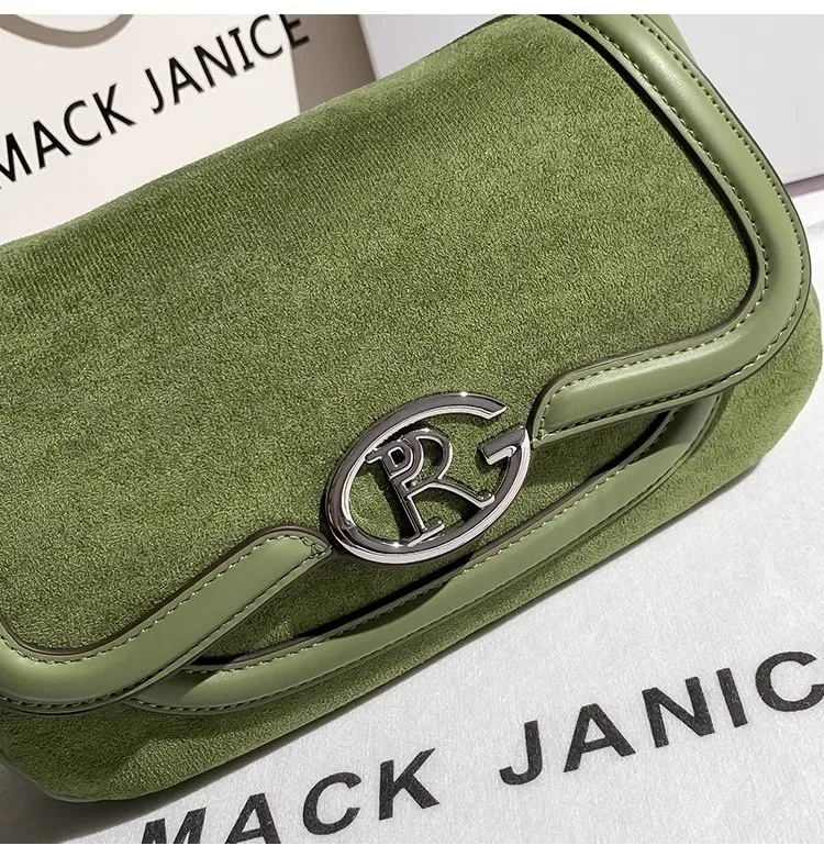 

High Quality Green Fashion Velvet Moon Bag Textured Women Handbag Lady Purse Shoulder Underarm Bag Female Casual Bag