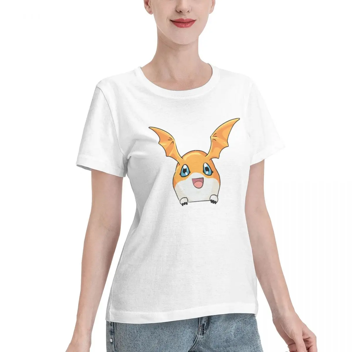 Anime Peeker Digital Monster Patamon For Women's Basic Short Sleeve T-Shirt Modern T-shirts Top Quality Geeky Vintage Eur Size