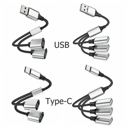 3 in 1 Type-C USB To 2 OTG 3 Port HUB Cable Splitter USB Type-C OTG Adapter charging data Cable 30cm For Tablet  Mouse Keyboard