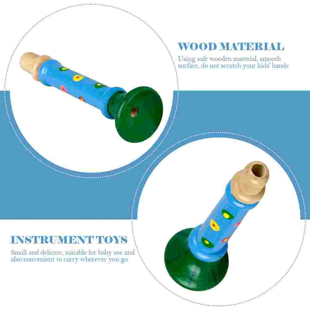 Early Learning Musical Toy Toys for Kids Wooden Horn Pearlescent Trumpet Instrument