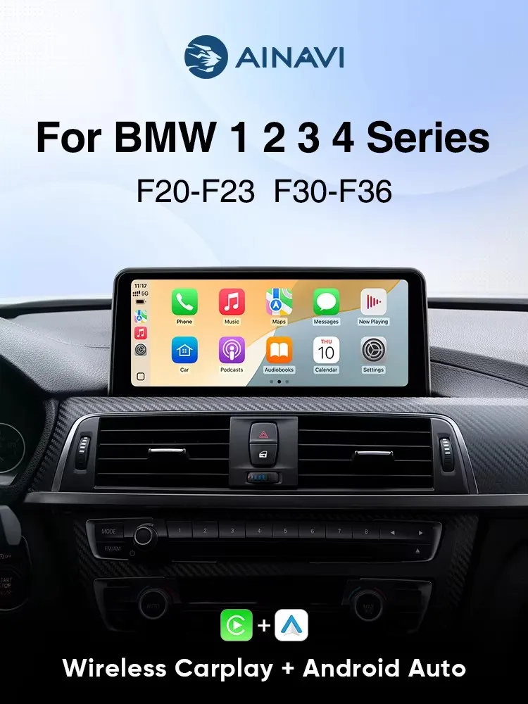 Ainavi Wireless Carplay Android Auto Autoradio Autoradio voor auto's met scherm, slimme autoradio, Android Car Play autoradio voor BMW 1 2 3 4 Serie F20 F21 F22 F30 F31 F33 F34 F36 NBT - afbeelding 2
