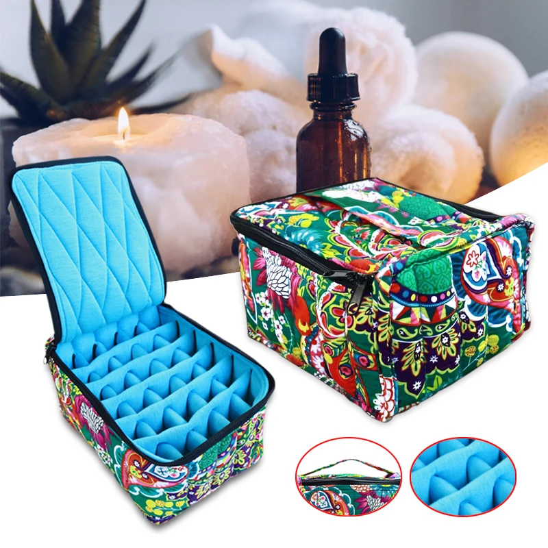 Portable Travel Essential Oil Storage Cases Zipper Carrying Bag Massage Oils Kit For 5ml 10ml 15ml 30-Bottles Organizer Holder