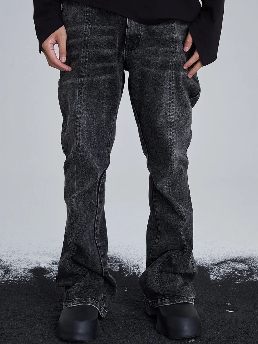 Niche Designer Style Wear Wear Deconstructed Washed Distressed Jeans Men's Pants Trousers