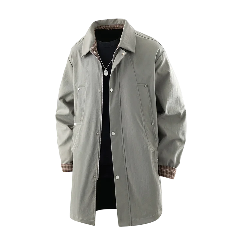 

Весенне-осенняя новая модная трендовая однотонная ветровка средней длины, мужская повседневная свободная спортивная ветрозащитная куртка больших размеров