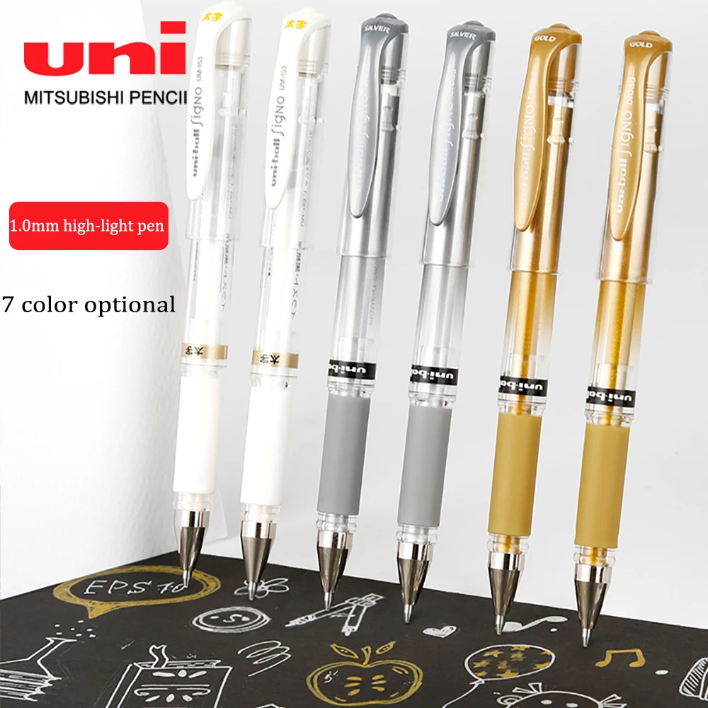 Japan UNI Signo Broad Gel Pen UM-153 1.0mm White High Gloss PenStudent Office Wedding Hand-painted Art Supplies Cute Stationery