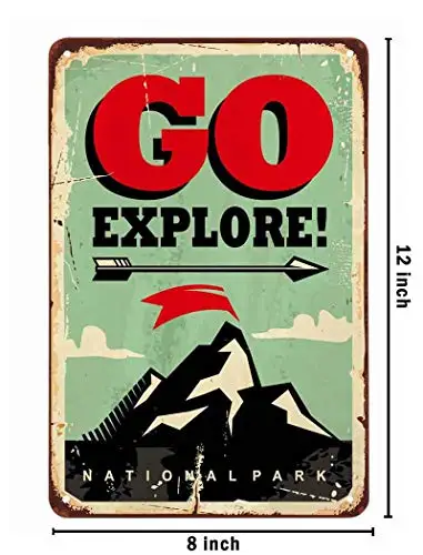 Go Explore Tin Sign,National Park Camping Explore Adventure Life Vintage Metal Tin Signs for Cafes Bars Pubs Shop Wall Decorati