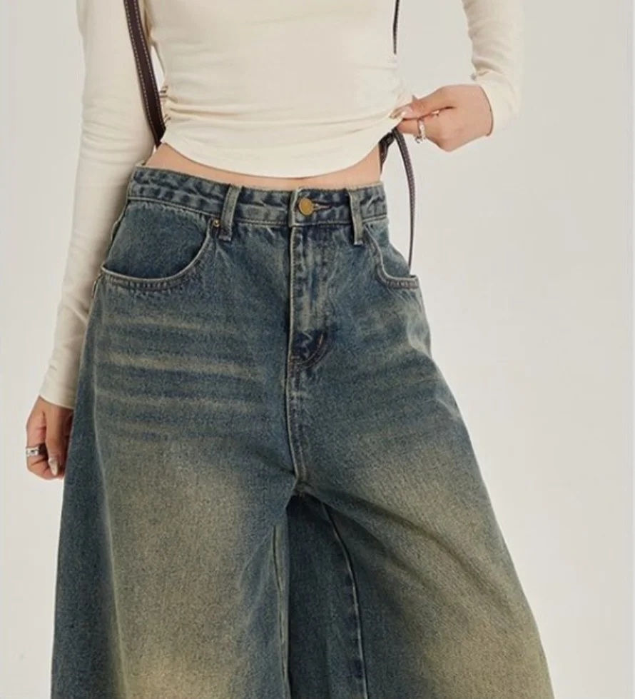 

Goth Vintage Streetwear Wide Leg Jeans Baggy Jeans Women Hip Hop High Waist Denim Pants Trouser Y2k Loose Gradient Color