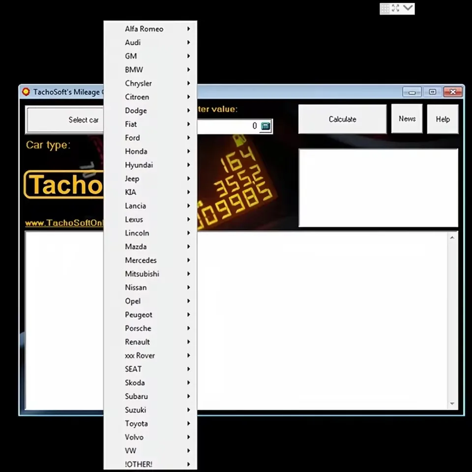 

Latest Mileage Calculator Software TachoSoft 2025 Mileage Correction Software 23.1 Full Version Compatible With Many Car Brands