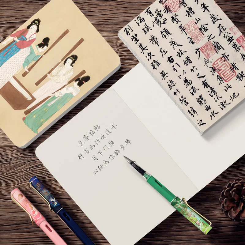 A5 Notebook Chinese Style Painting Calligraphy Cover Blank Inner Pages,80sheets/Book Diary Recording Life Study Note Supplies