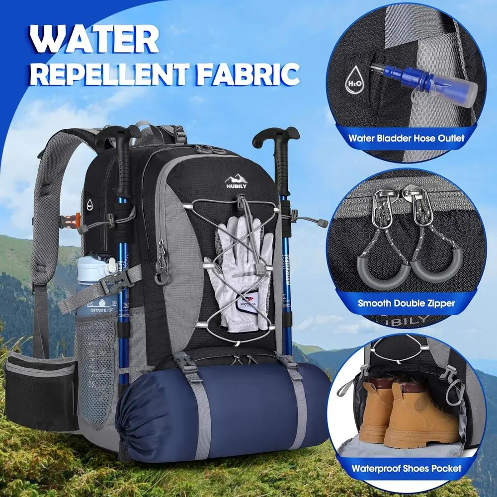 Mochila de senderismo ligera e impermeable para hombres y mujeres, adecuada para acampar, viajes al aire libre y senderismo diurno