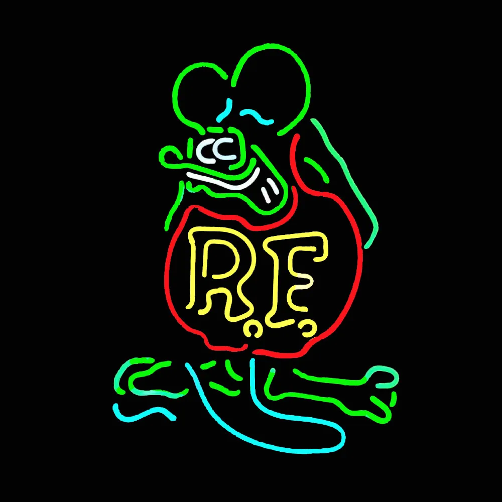 Lovely Rat Fink Mouse Neon Light Sign Custom Handmade Real Glass Tube Gameroom Advertise Home Wall Decor Display Lamp 15\