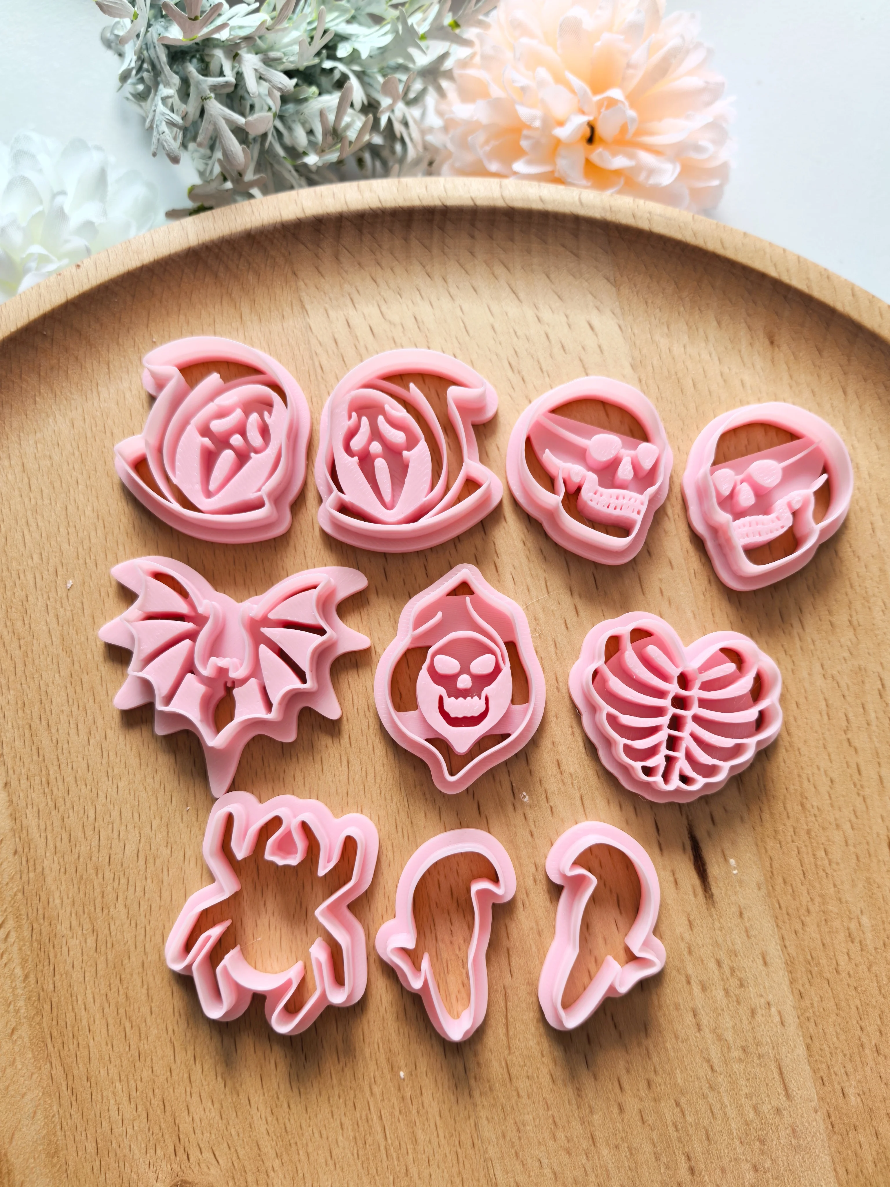 Halloween Series Polymer Clay Cutter Skull/Ghost/Bat/Spider/Crow Shaped Clay Cutting Molds For DIY Earring Jewelry Hand Tools view 3