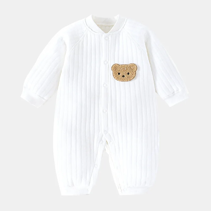 Newborn Baby Romper Cotton Clothes Winter Clip Cotton Three Layers Warm Jumpsuit Boys Girls Long Sleeve Pajamas 0-3-6-9-12-24M
