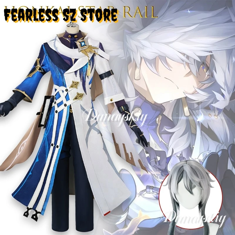 هونكاي ستار السكك الحديدية الأحد تأثيري هيلروويين كوسثوم الرجال النظام الأحد أنيمي لعبة تأثيري الزي الموحد شعر مستعار أحذية الدعامة أنيمي البدلة هالوين ‌