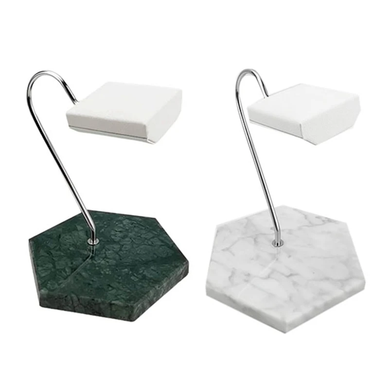 

2X Marble Watch Stand PU Leather Watch Display Stand New Watch Stand Storage Rack Green Base White Tray