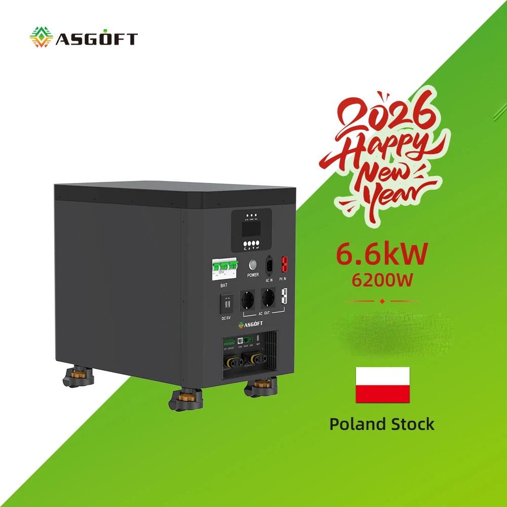 

Poland Stock All-In-One 6.2Kw Hybrid Inverter And 51.2V 6.6Kwh 130Ah LiFePO4 Battery Smart Home Energy Storage Power Station