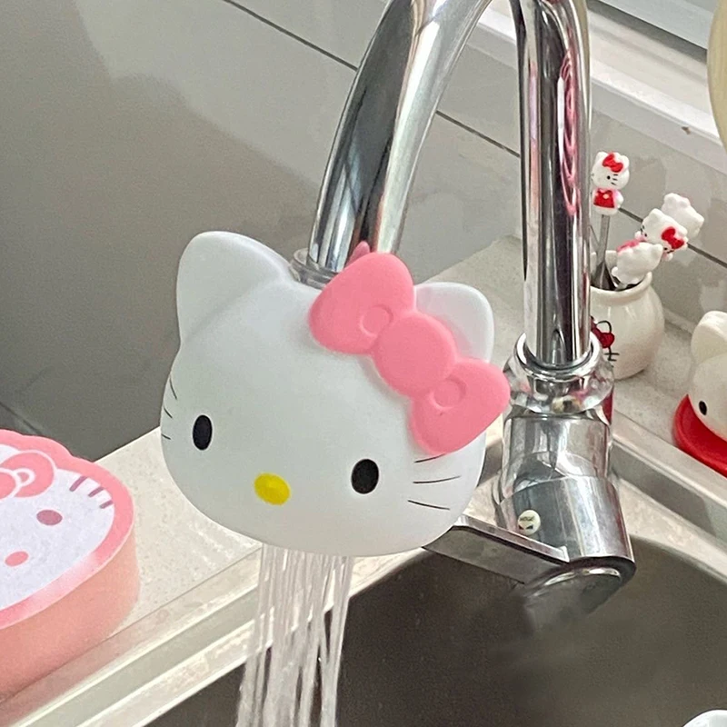 Keran Pancuran dapur Hello Kitty, keran Pancuran dapur, Filter anti cipratan, keran rumah tangga dapat diputar, hadiah barang rumah