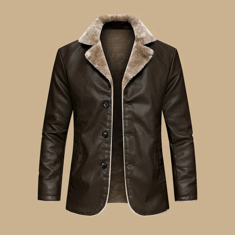 

Winter Man Plush Coat Thicken Fleece Turn Down Collar Male Outerwear Motorcycle Punk Single-breasted Long Sleeve Men Jacket