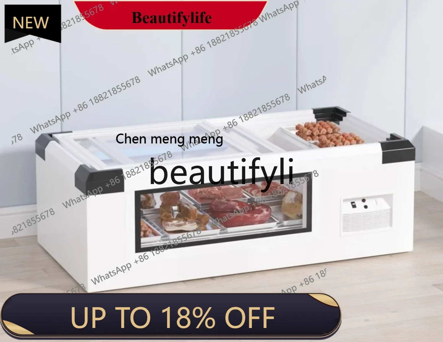 

Desktop freezer refrigerated and fresh barbecue display cabinet mobile horizontal small refrigerator