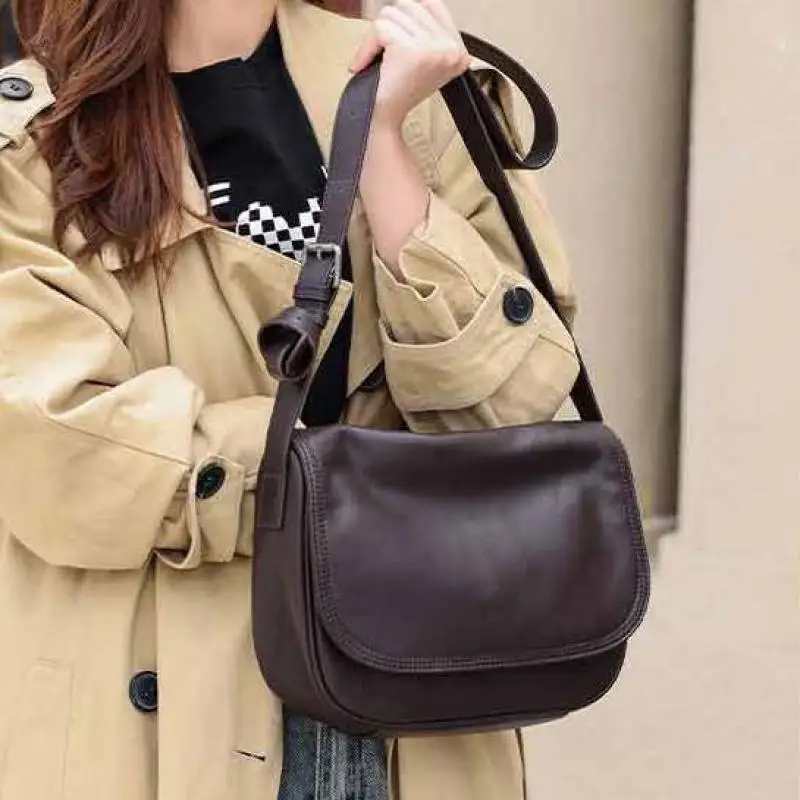 Europe And The United States Fashion High-quality First Layer Cowhide Women's Bag Fashion Casual All-in-one Crossbody Bag Trendy