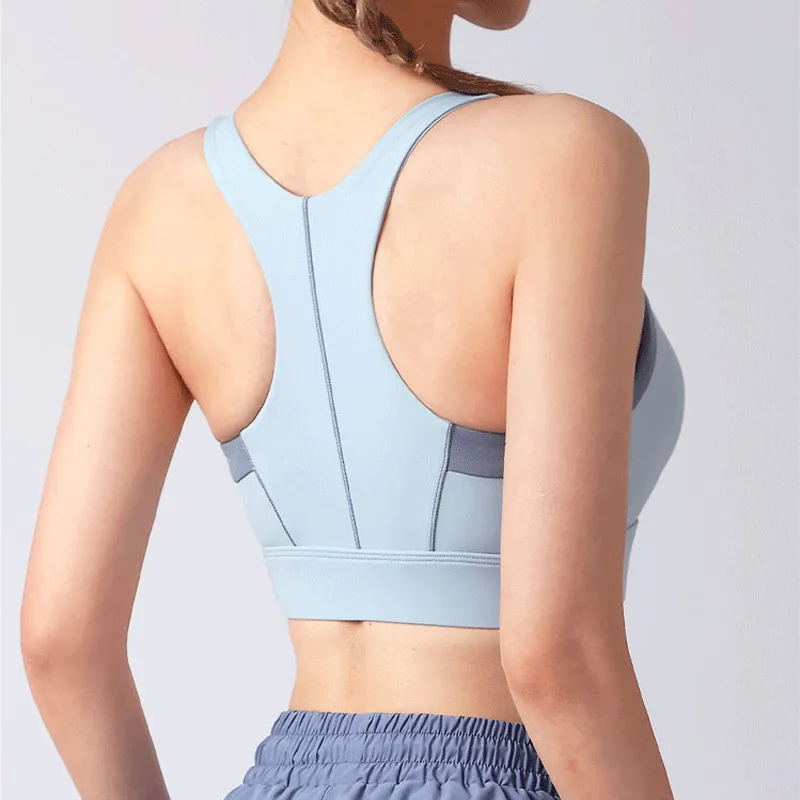 سحاب أمامي لباس خارجي جميل الظهر اللياقة البدنية سترة يوجا حمالة صدر رياضية ملابس داخلية مقاومة للصدمات عالية القوة كوب ثابت متكامل