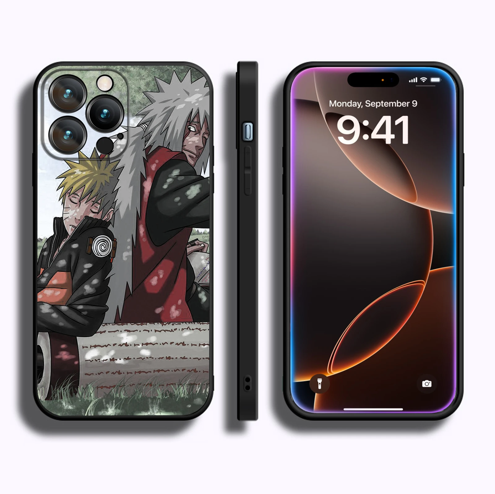 Miniso Anime Case for iPhone 16 Jiraiya Sensei Uzumaki Protective Soft Silicon Cover for iPhone 16 15 14 13 12 11 Pro Max Plus