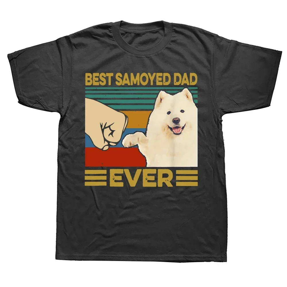 Best Samoyed Dad Ever Retro Vintage Father's Day T Shirt Dog Lovers Round Neck Short-Sleeve Fashion Tshirt Casual Basic T-shirts