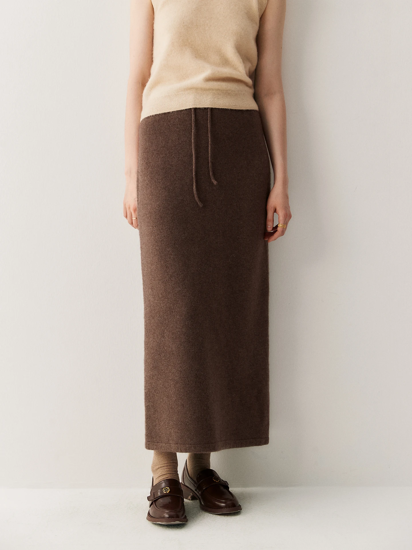 

Women’s New 100% Pure Cashmere Skirt Autumn Winter High Waisted Ankle-Length Straight Skirt Soild Versatile Dress Smart Casual