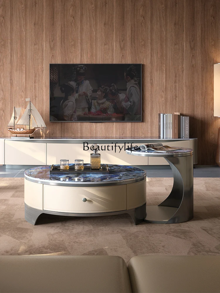 Light Luxury Coffee Table Modern Simple Advanced Table Living Room Home Coffee Table High-End Elegant round