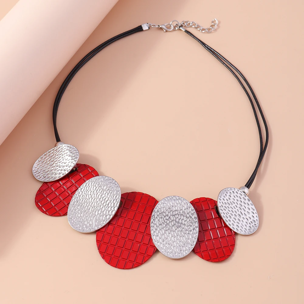 Aihua Runde Große Choker-Halsketten für Frauen, Handgefertigte Statement-Halskette, Vintage Maxi-Halsbänder, Party-Schmuck – Detail 11