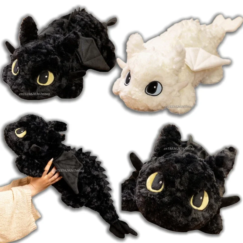 

50/70 см летающие крылья дракона плюшевые мягкие игрушки беззубый дракон белый черный плюшевые ночные летучие светлые куклы Fury подарки