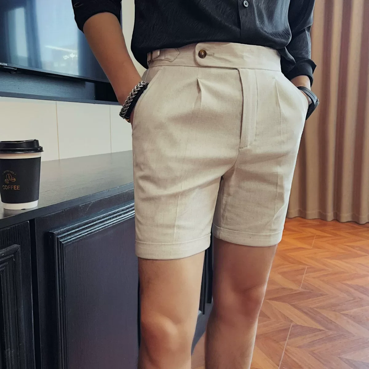 High Quality Summer Linen Casual Shorts New Thin Breathable Fashion Slim Fit Anti-wrinkle Shorts Men's Social Office Suit Pants