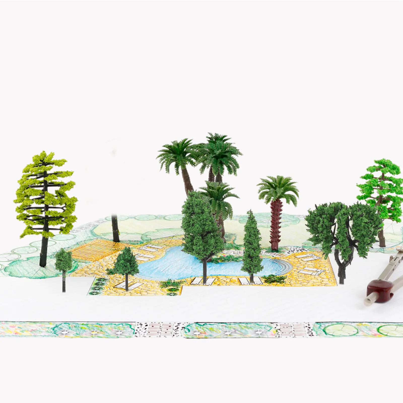 1Set Miniature Plastic Tree Models High Detail Sand Table Artificial Trees for Architecture Scene Simulation Diorama Landscape