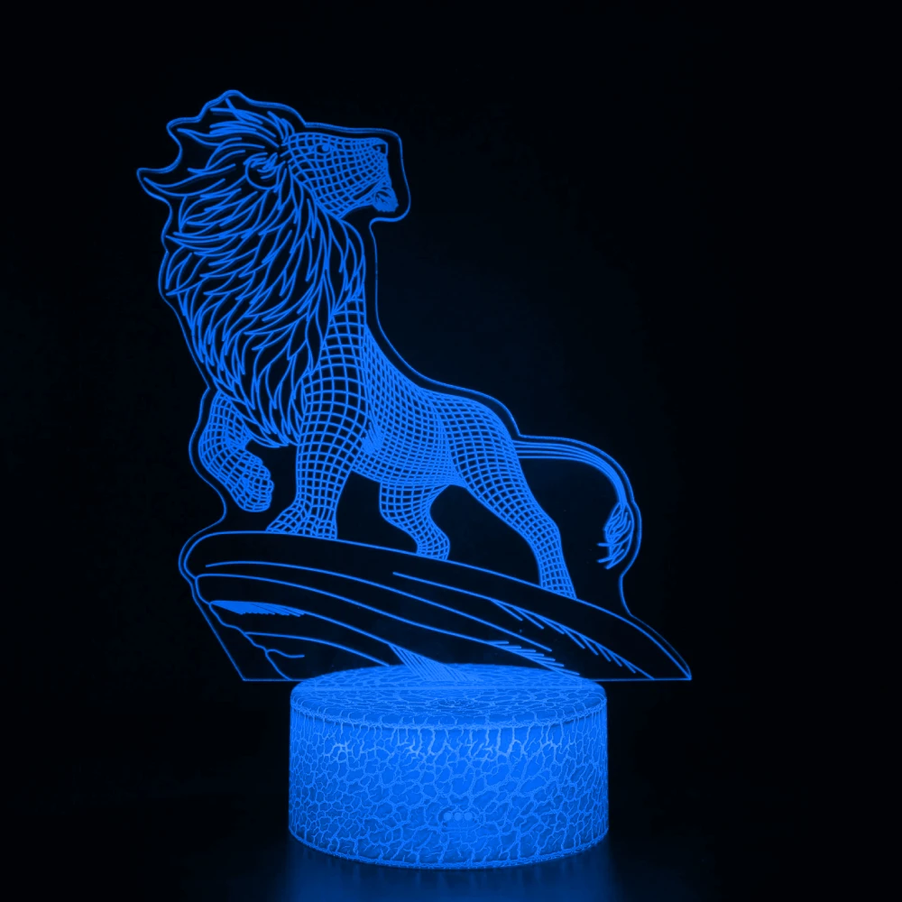 Nighdn Lion 3D Night Light 7 Color Changing Touch USB Bedside Lamp for Kids Room Creative Birthday Gift Visual Illusion Lamp