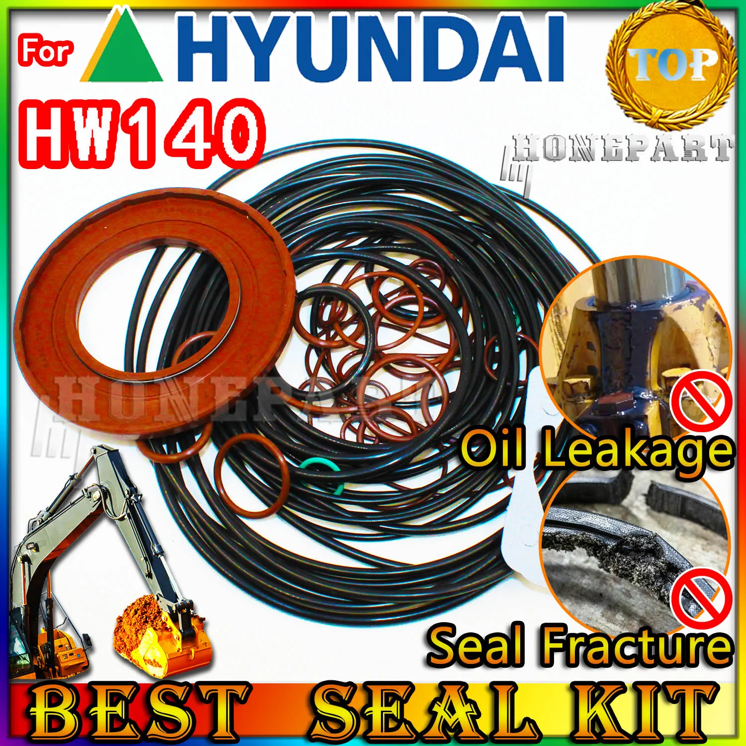 For Hyundai HW140 Oil Seal Repair Kit Boom Arm Bucket Excavator Hydraulic Cylinder Swing Gear Center Joint Gasket Nitrile NBR
