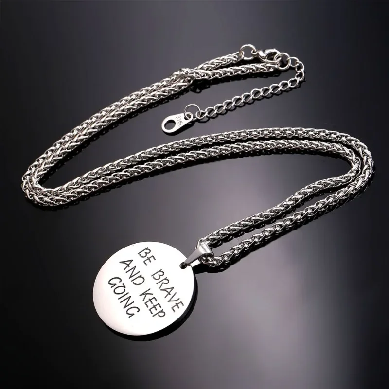 Fashion Stainless Steel Round Circle Disc Dainty Coin Pendant Necklaces for Women Men Daily  Accessaries Hot Sale Jewlery Gifts