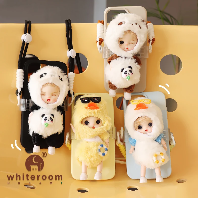 미니 베이비 BJD 인형 휴대 가방 11cm 13cm 귀여운 폰 스트랩 포함 여자아이 인형 액세서리 아플리케 클립 인형 애호가 선물 장난감