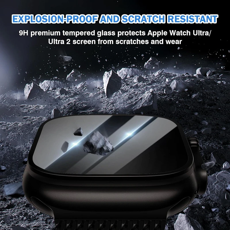 زجاج مقسى لساعة أبل الترا 1 2 3 49 ملم واقي شاشة الخصوصية IWatch Ultra 49 ملم ثانية تركيب طبقة رقيقة واقية