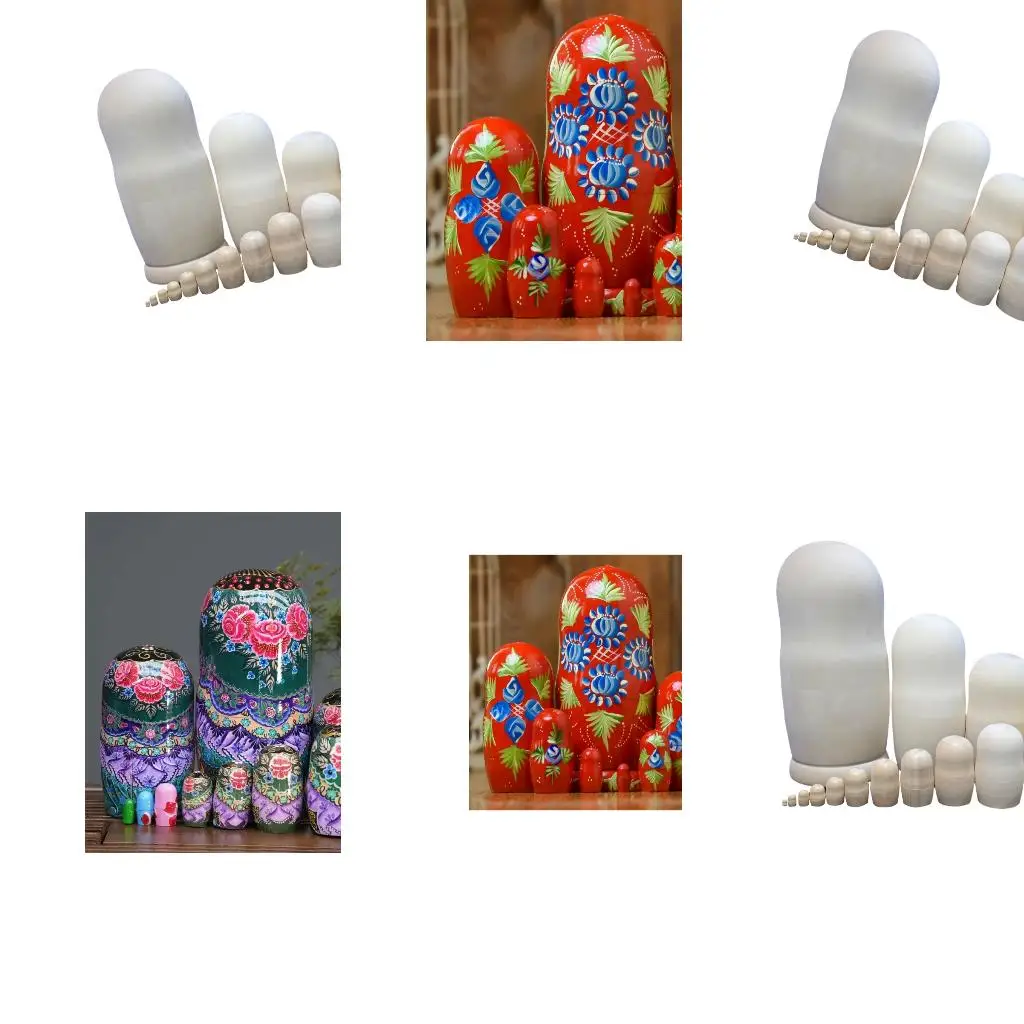 15Pieces Unpainted Nesting Doll Set Blank Wooden Nesting Dolls for DIY Painting & Decorating Matryoshka DIY kits