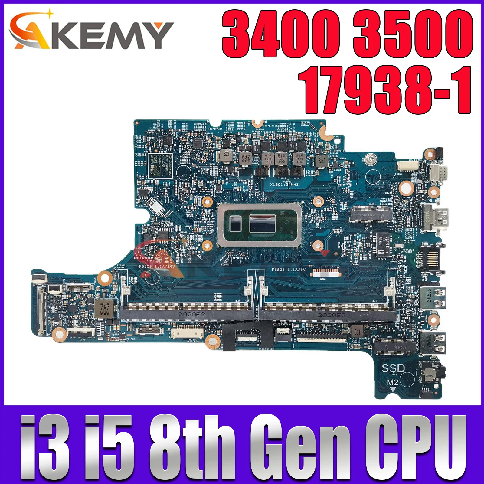 

17938-1 For Dell Latitude 3400 3500 Laptop Motherboard With i3 i5 8th Gen CPU CN-0XTJ0V CN-0K3FRD 100% Fully tested